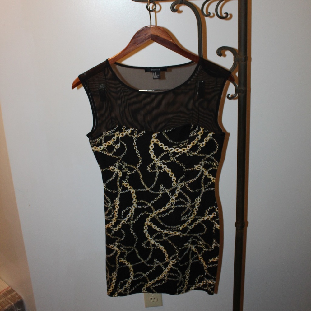 Forever 21 Black Mini Dress with Sheer Collar